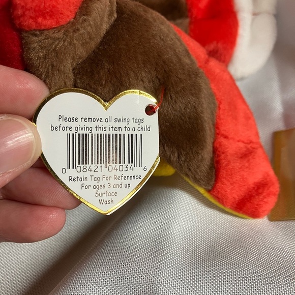 Ty Beanie Baby Red and Brown Stuffed Turkey Toy - Picture 8 of 9
